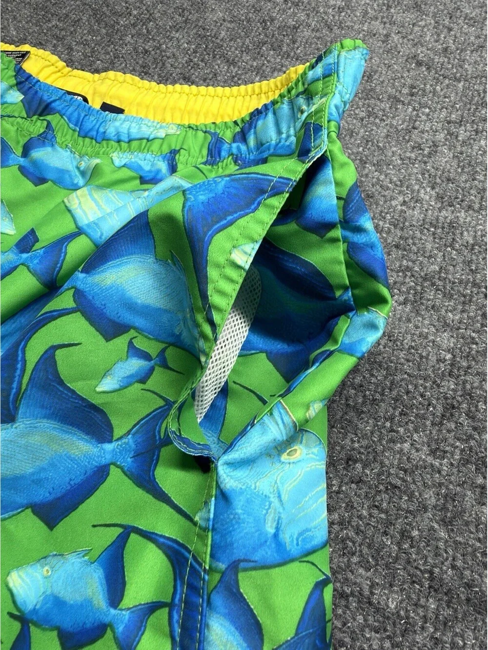 Y2K Polo Sport Ralph Lauren Fish Print Swim Trunks Men’s M Green Blue Resort